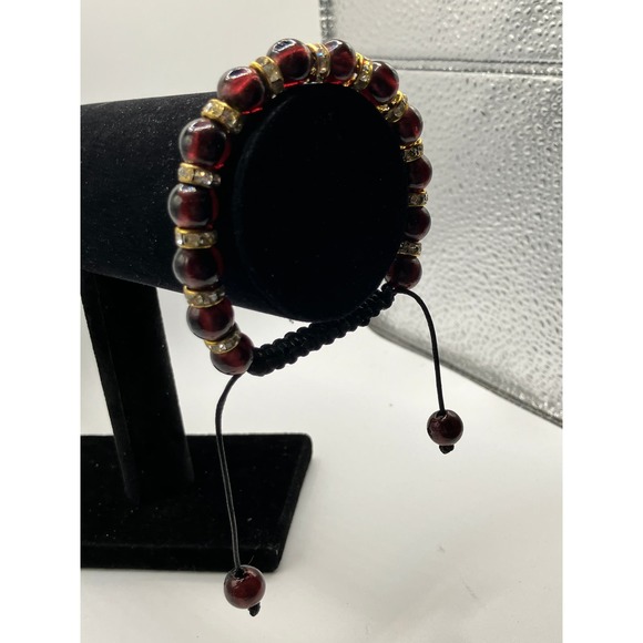 Purple Beads, Rhinestones & Silver-Tone Separator Friendship Bracelet! - Picture 3 of 5